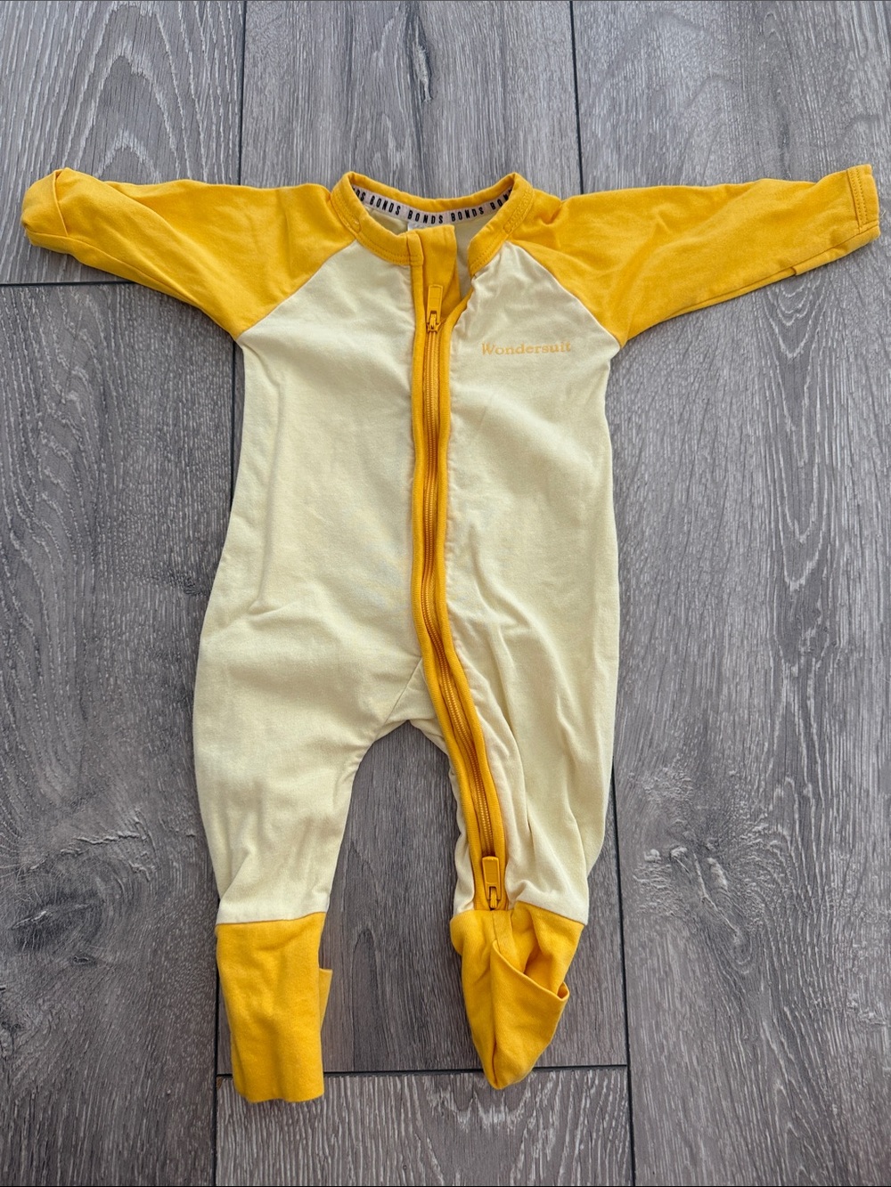 Bonds Yellow Two-Tone Zippered Baby One-Piece